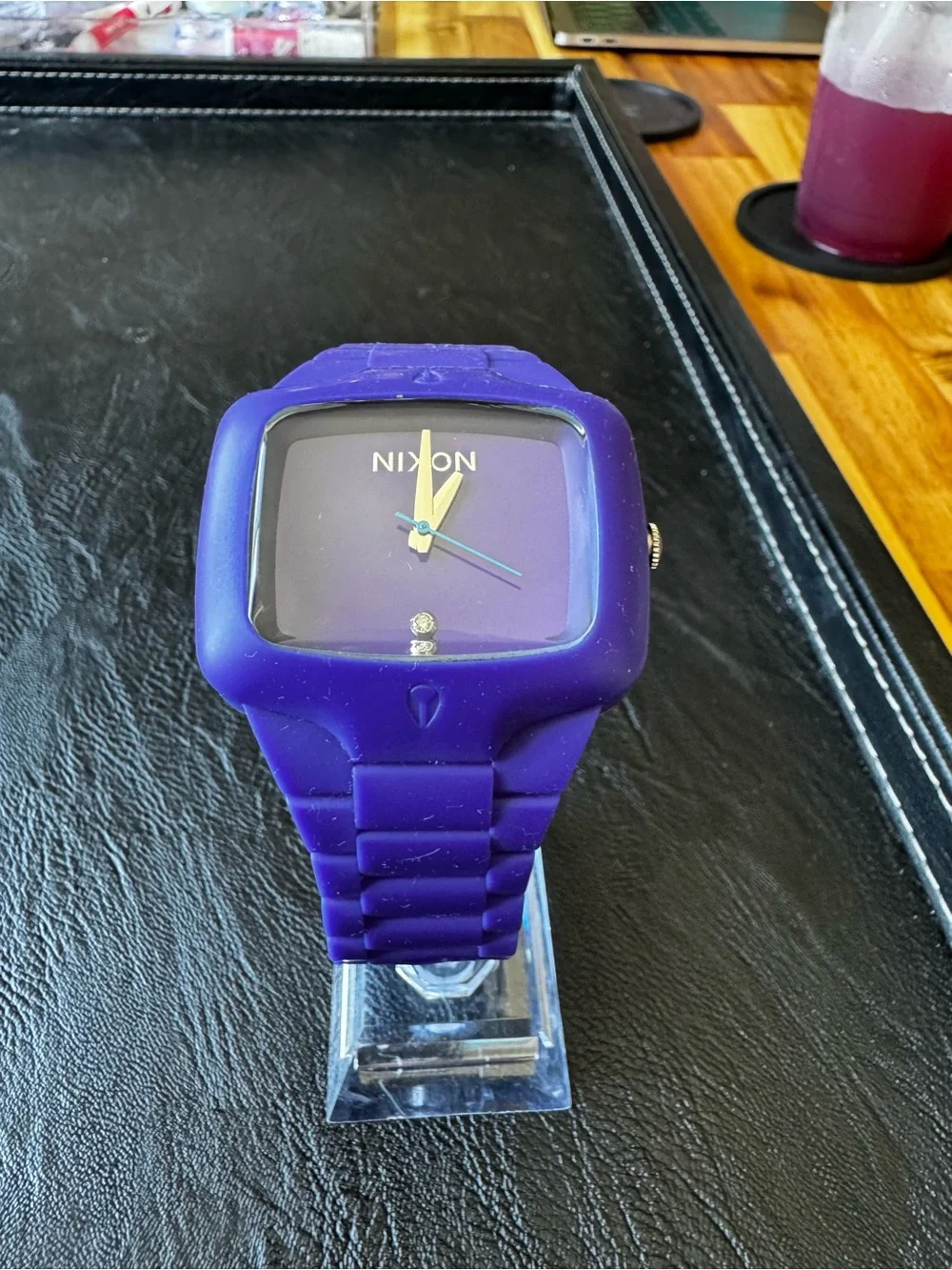 Nixon Purple Silicone The Rubber Player Watch with Teal Second Hand